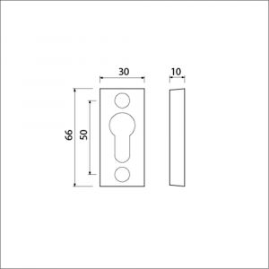 Ami 65/30 smalrozet aluminium gegoten profielcilinder PC R6.5 hartafstand 50 mm F1 510011