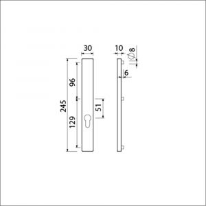 Ami 245/30 smalschild aluminium zonder krukgat profielcilinder PC 72 M5 F1 510605