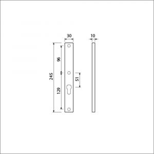 Ami 245/30 smalschild aluminium zonder krukgat profielcilinder PC 72 R5,5 F1 510606