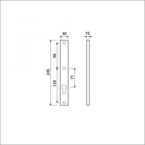 Ami 245/30 smalschild aluminium zonder krukgat profielcilinder PC 92 R5,5 F1 510611