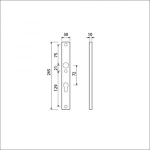 Ami 245/30 smalschild aluminium profielcilinder PC 72 R6,5 F1 510641