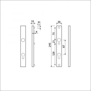 Ami 245/30 smalschild aluminium profielcilinder PC 87 1/2 M5 F1 510750