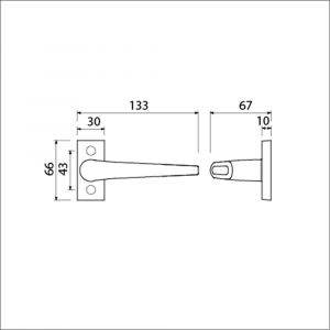 Ami 65/30-357 smalrozet kruk combinatie deurkruk 357 vastdraaibaar rozet 65/30 R6.5 hartafstand 43 mm F1 511042