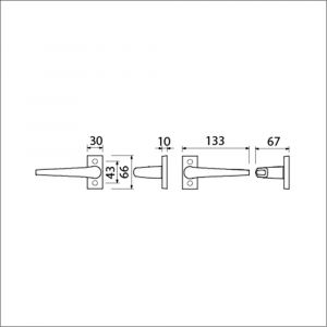 Ami 65/30-357 smalrozet kruk combinatie deurkruk 357 vastdraaibaar rozet 65/30 R6.5 hartafstand 43 mm F1 deurdikte 53-57 mm 511058