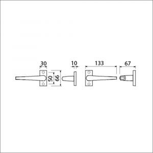 Ami 65/30-357 smalrozet kruk combinatie deurkruk 357 vastdraaibaar rozet 65/30 R6.5 hartafstand 50 mm F1 deurdikte 53-57 mm 511059