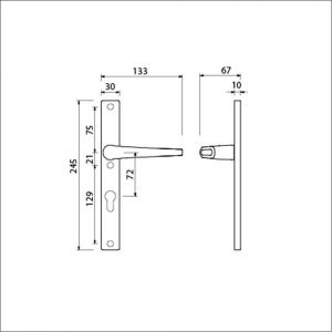 Ami 245/30-357 smalschild-kruk-kruk garnituur deurkruk 357 vastdraaibaar 245/30 profielcilinder PC 72 R6,5 F1 511642