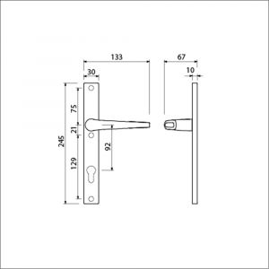 Ami 245/30-357 smalschild-kruk-kruk garnituur deurkruk 357 vastdraaibaar 245/30 profielcilinder PC 92 R6,5 F1 511661