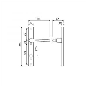 Ami 245/30-357 smalschild-kruk-kruk garnituur deurkruk 357 vastdraaibaar 245/30 profielcilinder PC 97.3 R6.5 F1 511666