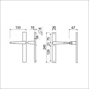 Ami 245/30-357 smalschild-kruk-kruk garnituur deurkruk 357 vastdraaibaar 245/30 blind M5/R6,5 F1 deurdikte 53-57 mm 511710