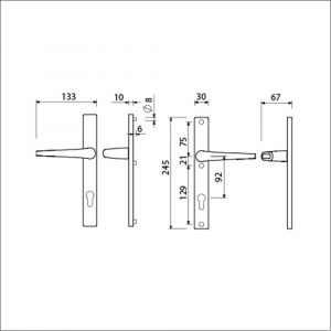 Ami 245/30-357 smalschild-kruk-kruk garnituur deurkruk 357 vastdraaibaar 245/30 profielcilinder PC 92 M5/R6,5 F1 deurdikte 53-57 mm 511760