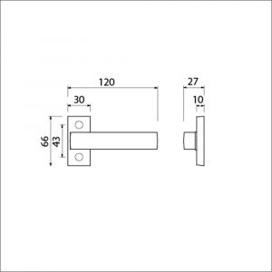 Ami 65/30-353 smalrozet kruk combinatie deurkruk 353 ingekort vastdraaibaar rozet 65/30 R6.5 hartafstand 43 mm F1 520311