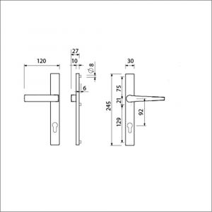 Ami 245/30-353 smalschild-kruk-kruk garnituur deurkruk 353 vastdraaibaar 245/30 blind M5 F1 520355