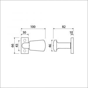 Ami 65/30-166 smalrozet knop combinatie knop 166 vast 65/30 R6.5 hartafstand 43 mm F1 535011