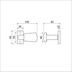 Ami 65/30-166 smalrozet knop combinatie knop 166 vast 65/30 R6.5 hartafstand 50 mm F1 535015