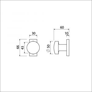 Ami 65/30-169/50 smalrozet knop combinatie knop 169/50 vast 65/30 R6.5 hartafstand 43 mm F1 538121