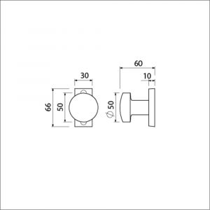 Ami 65/30-169/50 smalrozet knop combinatie knop 169/50 vast 65/30 R6.5 hartafstand 50 mm F1 538125