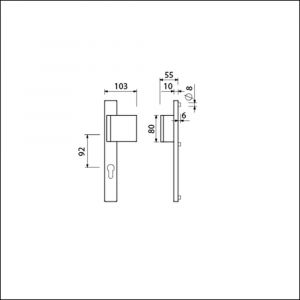 Ami 245/30-90/80 smalschild-duwer deurduwer 90/80-245/30 profielcilinder PC 92 M5 rechts F1 540361