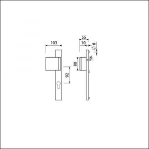 Ami 245/30-90/80 smalschild-duwer deurduwer 90/80-245/30 profielcilinder PC 92 M5 links F1 540561