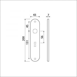 Ami 200/1/7 langschild aluminium Archi Design sleutelgat SLG 56 Irox 620101