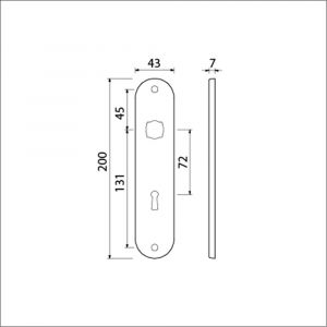 Ami 200/1/7 langschild aluminium Archi Design sleutelgat SLG 72 Irox 620104