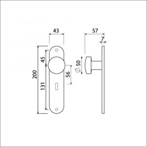 Ami 200/1/7 knoplangschild Archi Design knop 169/50 vast langschild 200/1/7 sleutelgat SLG 56 Irox Archi Design 620241