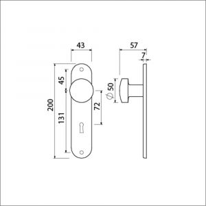 Ami 200/1/7 knoplangschild Archi Design knop 169/50 vast langschild 200/1/7 sleutelgat SLG 72 Irox Archi Design 620244