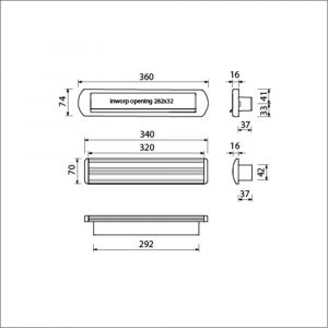 Ami EP 975/1 briefplaat-tochtklep met schacht aluminium Archi Design Irox deurdikte 68-72 mm Climate Comfort 620332