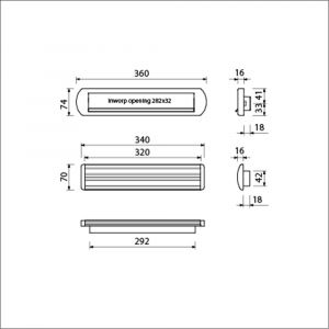 Ami EP 975/1 briefplaat-tochtklep met schacht aluminium Archi Design Irox deurdikte 24 mm Climate Comfort 620334