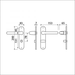 Ami 200/1/7-386 kruk-kruk garnituur Archi-Design deurkruk 386 Rota WC 8/78 deurdikte 38-42 mm 620590