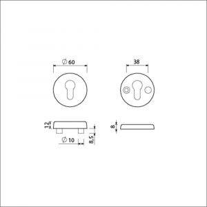 Ami VHB rond rozet veiligheidsrozet SKG*** Archi Design VHB rondrozet buiten en binnen profielcilinder PC Irox deurdikte 38-42 mm 622001