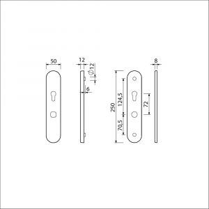 Ami VHB 250/50/1 senioren veiligheidslangschild SKG** Archi Design ovaal omkeer VHB 250/50/1 buiten en binnen profielcilinder PC 72 omkeer Irox deurdikte 38-42 mm 622110