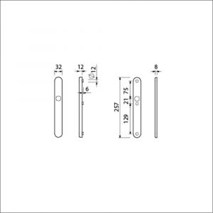 Ami VHB 257/32/2 veiligheidssmalschild SKG** Archi Design ovaal VHB 257/32/2 buiten en binnen blind Irox deurdikte 53-57 mm 622500