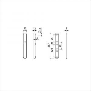 Ami VHB 257/32/2 veiligheidssmalschild SKG** Archi Design ovaal VHB 257/32/2 buiten blind binnen profielcilinder PC 72 Irox deurdikte 53-57 mm 622506