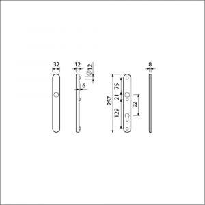 Ami VHB 257/32/2 veiligheidssmalschild SKG** Archi Design ovaal VHB 257/32/2 buiten blind binnen profielcilinder PC 92 Irox deurdikte 53-57 mm 622509