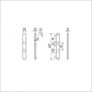 Ami VHB 257/32/2 veiligheidssmalschild SKG** Archi Design ovaal VHB 257/32/2 buiten en binnen profielcilinder PC 72 Irox deurdikte 53-57 mm 622516