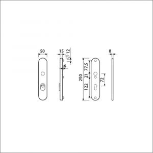 Ami VHB 250/15 KT senioren veiligheidslangschild SKG*** kerntrekbeveiliging Archi Design ovaal omkeer VHB 250/15 KT 72 omkeer binnen profielcilinder PC 72 omkeer Irox deurdikte 38-42 mm 623110