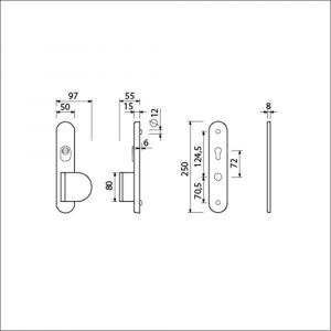 Ami VHB 250/15 KT senioren veiligheidslangschild SKG*** kerntrekbeveiliging Archi Design ovaal omkeer VHB 250/50/1 KT 72 omkeer deurduwer 90/83 rechts en zonder deurkruk Irox deurdikte 38-42 mm 623190