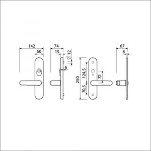 Ami VHB 250/15-378 KT senioren veiligheids Rotaveer kruk-kruk langschildgarnituur SKG*** kerntrekbeveiliging Archi Design omkeer VHB 378 Rota250/50/1 KT 72 omkeer en profielcilinder PC 72 Irox deurdikte 38-42 mm 623232