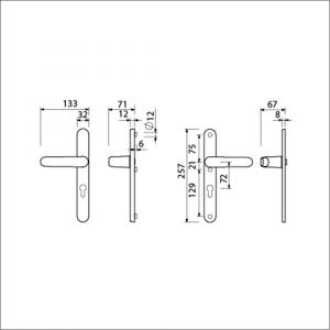 Ami VHB 257/32/2-378 veiligheids Rotaveer kruk-kruk smalschildgarnituur SKG** Archi Design ovaal VHB deurkruk 378 Rota 257/32/2 profielcilinder PC 72 Irox deurdikte 53-57 mm 625216