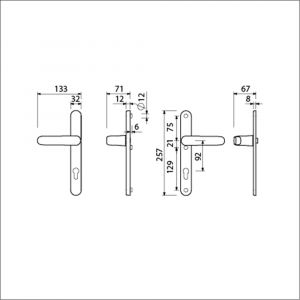 Ami VHB 257/32/2-378 veiligheids Rotaveer kruk-kruk smalschildgarnituur SKG** Archi Design ovaal VHB deurkruk 378 Rota 257/32/2 profielcilinder PC 92 Irox deurdikte 53-57 mm 625219