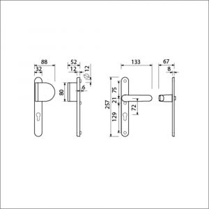 Ami VHB 257/32/2-90/83-378 veiligheids Rotaveer duwer-kruk smalschildgarnituur SKG** Archi Design ovaal VHB 257/32/2 deurduwer 90/83 profielcilinder PC 72 rechts en deurkruk 378 Rota Irox deurdikte 53-57 mm 625316