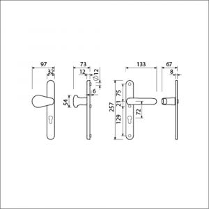 Ami VHB 257/32/2-173-378 veiligheids Rotaveer knop-kruk smalschildgarnituur SKG** Archi Design ovaal VHB 257/32/2 profielcilinder PC 72 knop 173 Varo Irox en deurkruk 378 Rota 257/32/2 profielcilinder PC 72 deurdikte 53-57 mm 625431