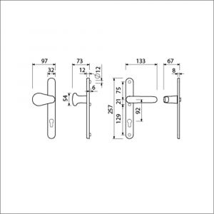 Ami VHB 257/32/2-173-378 veiligheids Rotaveer knop-kruk smalschildgarnituur SKG** Archi Design ovaal VHB 257/32/2 profielcilinder PC 92 knop 173 Varo Irox en deurkruk 378 Rota 257/32/2 profielcilinder PC 92 deurdikte 53-57 mm 625433