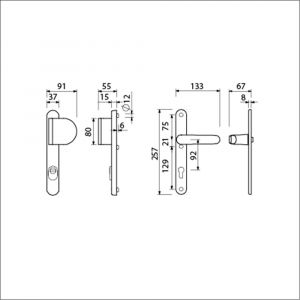 Ami VHB 257/37/15-90/83-378 KT veiligheids Rotaveer duwer-kruk smalschildgarnituur SKG*** kerntrekbeveiliging Archi Design VHB 257/37/2 KT 92 deurduwer 90/83 rechts en deurkruk 378 Rota 257/32/2 profielcilinder PC 92 Irox deurdikte 53-57 mm 625549