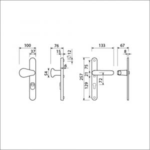 Ami VHB 257/37/2-173- 378 KT veiligheids Rotaveer knop-kruk smalschildgarnituur SKG** Archi Design ovaal VHB 257/37/15 KT 72 knop 173 Varo Irox en deurkruk 378 Rota 257/32/2 profielcilinder PC 72 deurdikte 53-57 mm 625551