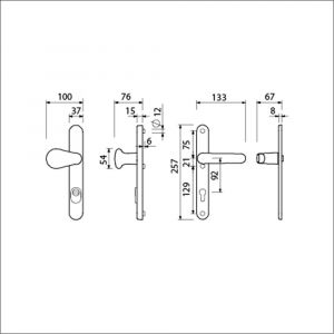 Ami VHB 257/37/2-173- 378 KT veiligheids Rotaveer knop-kruk smalschildgarnituur SKG** Archi Design ovaal VHB 257/37/15 KT 92 knop 173 Varo Irox en deurkruk 378 Rota 257/32/2 profielcilinder PC 92 deurdikte 53-57 mm 625553