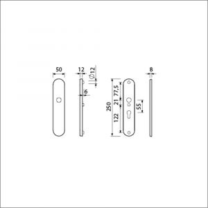 Ami VHB 250/50/1 veiligheidslangschild SKG*** ovaal VHB 250/50/1 buiten en binnen blind F1 deurdikte 38-42 mm 653101