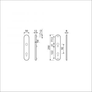 Ami VHB 250/50/1 veiligheidslangschild SKG*** ovaal VHB 250/50/1 buiten en binnen F1 profielcilinder PC 92 deurdikte 38-42 mm 653191