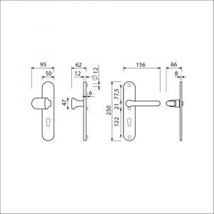 Ami VHB 250/50/1-145-378 veiligheids Rotaveer knop-kruk langschildgarnituur SKG*** ovaal VHB Varo knop 145 250/50/1 buiten en binnen profielcilinder PC 72 en deurkruk 386 Rota F1 deurdikte 53-57 mm 654666