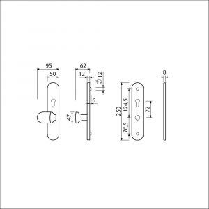 Ami VHB 250/50/1-145 senioren veiligheidsvoordeur-knoplangschildgarnituur SKG** ovaal omkeer VHB 250/50/1 profielcilinder PC 72 omkeer Varo knop 145 en zonder deurkruk F1 deurdikte 38-42 mm 2G 654750